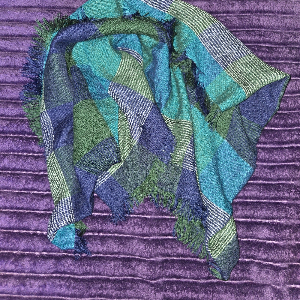 Plaid Green and Blue Scarf